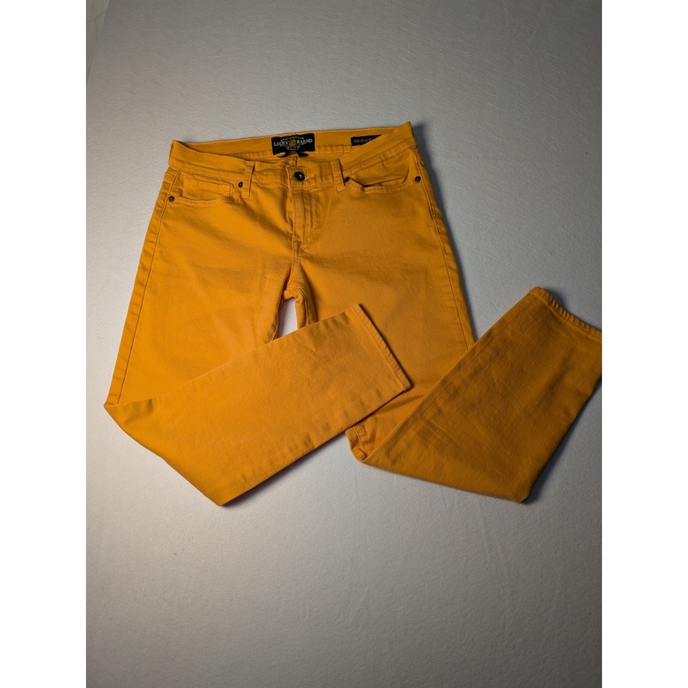 Lucky Brand Zoe Straight Crop Jeans Orange Size 10/30 Mid Rise Stretch Denim